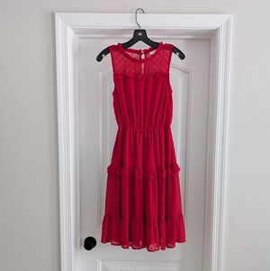 Monteau | NWT Red Sleeveless Ruffled Dress